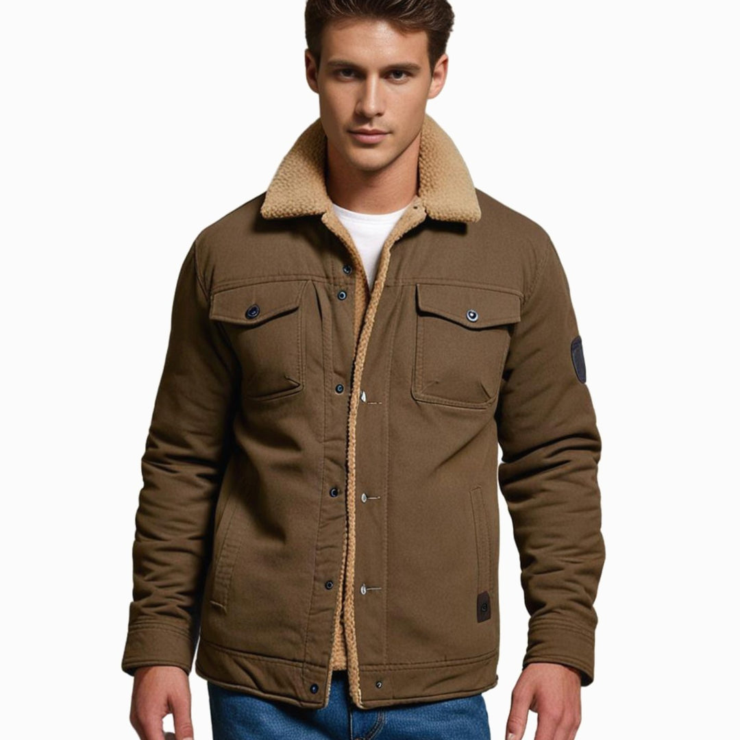 Men's Sherpa-Lined Button-Front Outdoor Casual Jacket
