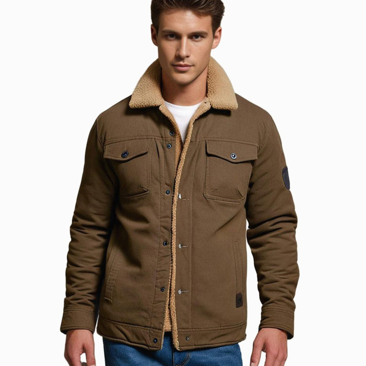 Men's Sherpa-Lined Button-Front Outdoor Casual Jacket