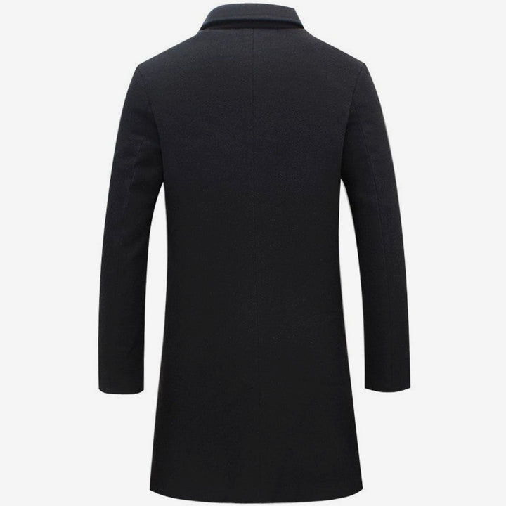 Men's Single-Breasted Notch-Lapel Long Overcoat