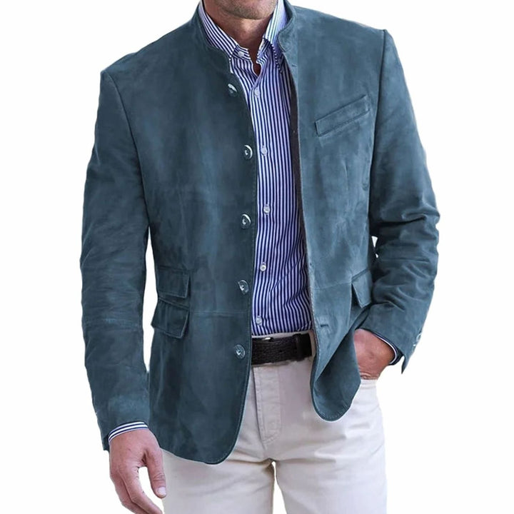 Men's Slim Fit Stand-Collar Button-Front Blazer Jacket - Blue