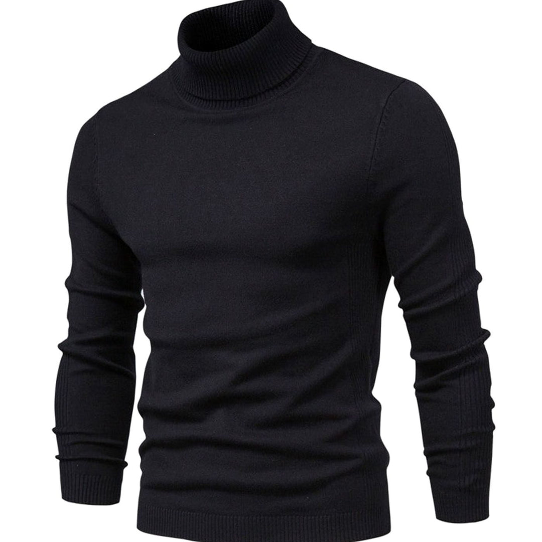 Men's Slim-Fit Turtleneck Warm Knit Neck Sweater - Black