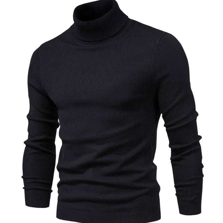 Men's Slim-Fit Turtleneck Warm Knit Neck Sweater - Black