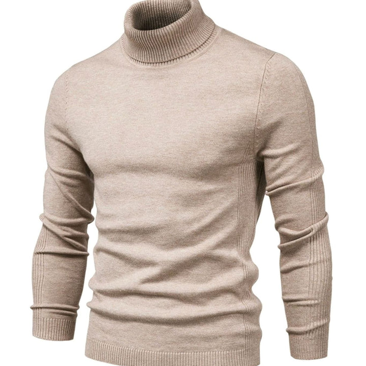 Men's Slim-Fit Turtleneck Warm Knit Neck Sweater - Beige