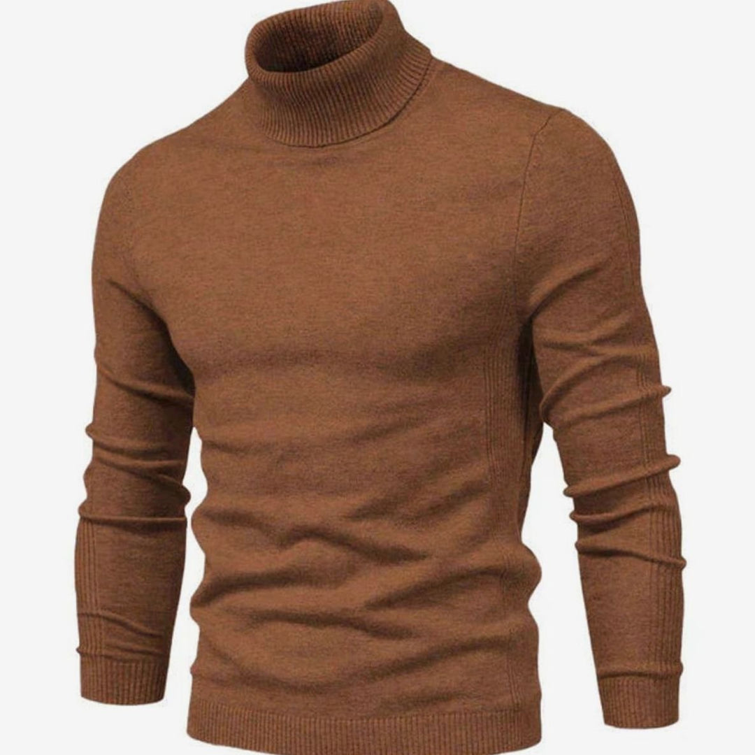 Men's Slim-Fit Turtleneck Warm Knit Neck Sweater - Brown
