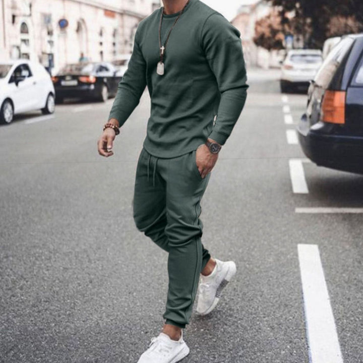 Men's Two-Piece Tracksuit Crewneck Long-Sleeve Jogger Set