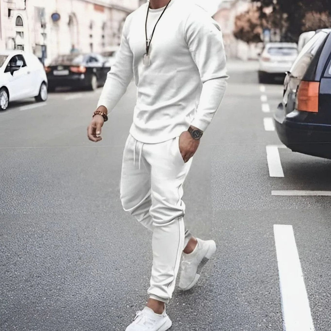 Men's Two-Piece Tracksuit Crewneck Long-Sleeve Jogger Set
