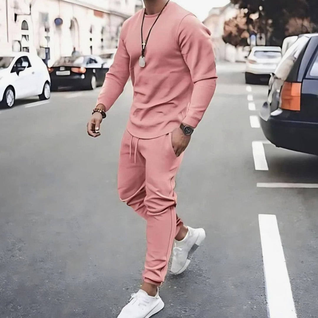 Men's Two-Piece Tracksuit Crewneck Long-Sleeve Jogger Set