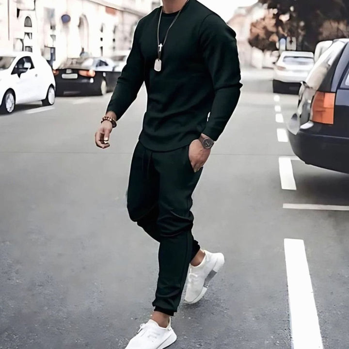 Men's Two-Piece Tracksuit Crewneck Long-Sleeve Jogger Set