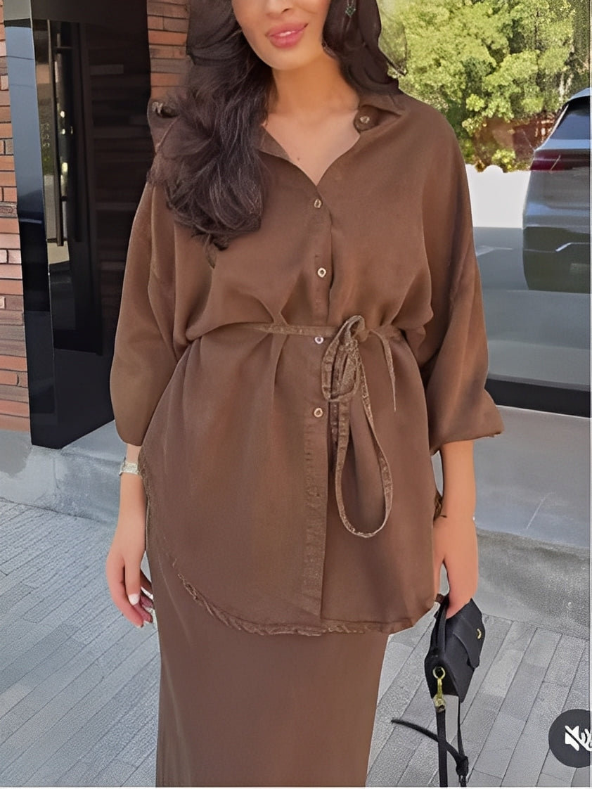 Eleanor Tie-Drawstring Shirt and Skirt Set