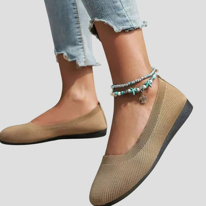 Women's Breathable Slip-On Knit Ballet Flats Orthopedic Support