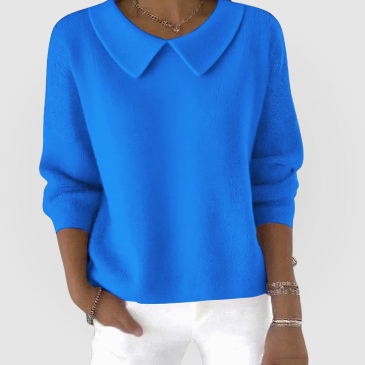Women's Classic Sweater Peter Pan Collar Long-Sleeve Pullover - Blue