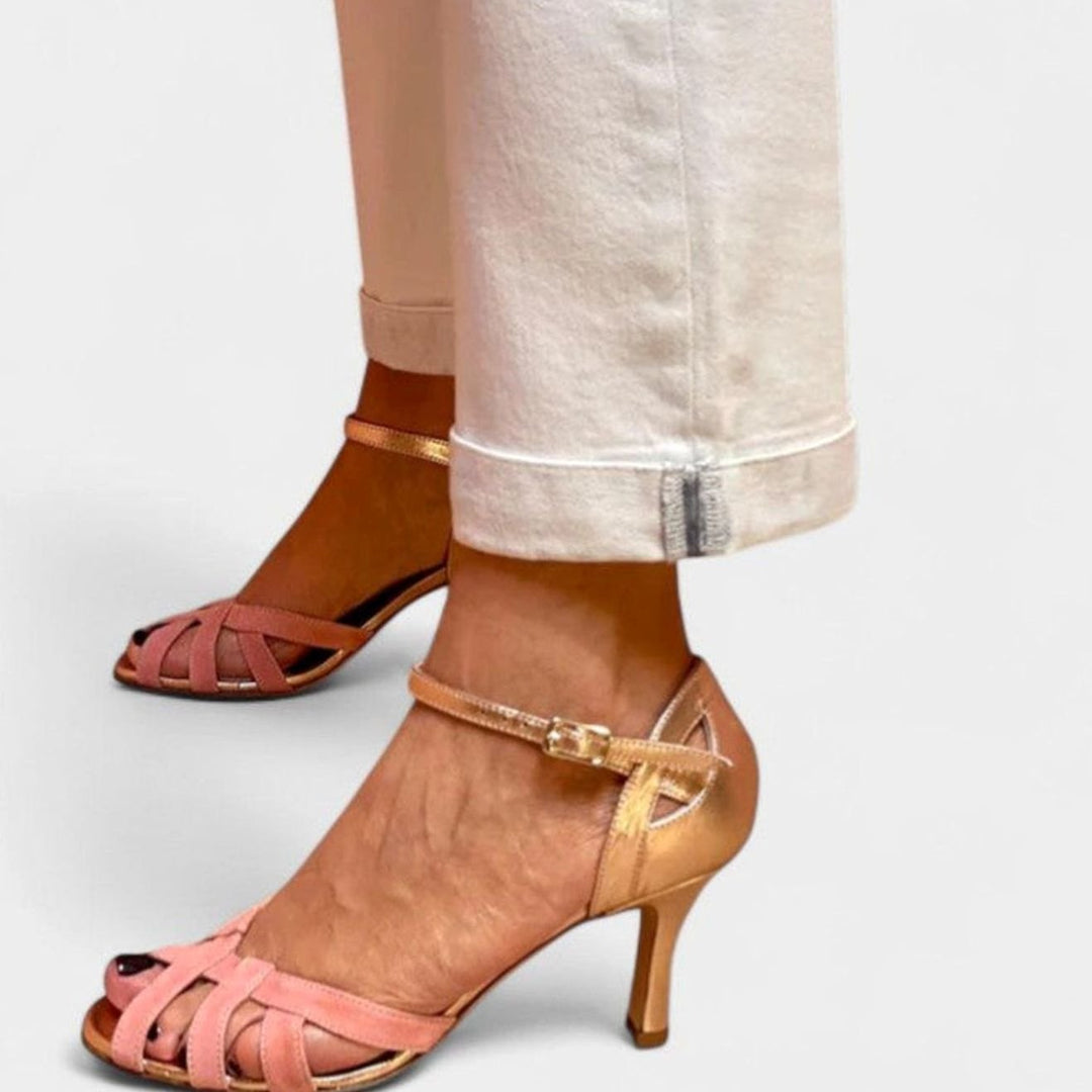 Women's Comfort Caged Kitten-Heel Ankle-Strap Sandals