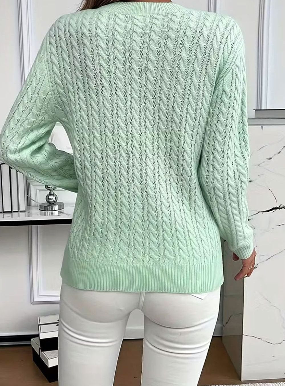 Women's Comfortable Cable-Knit Crewneck Sweater