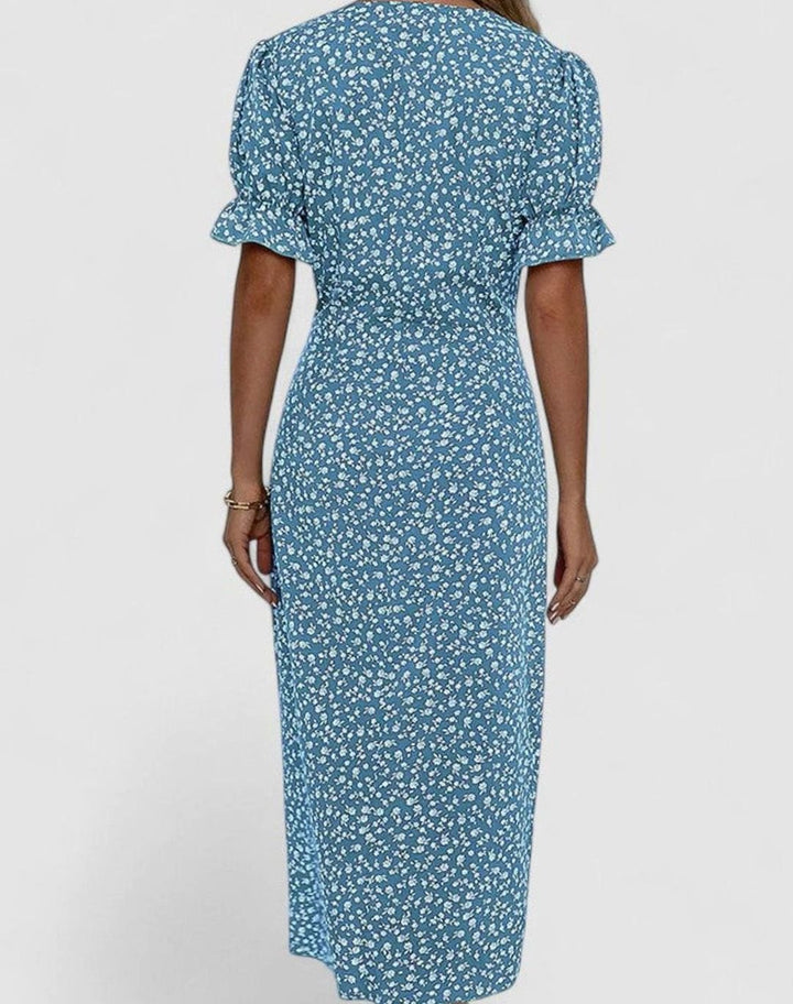 Women's Comfortable Floral Button-Front Midi Dress