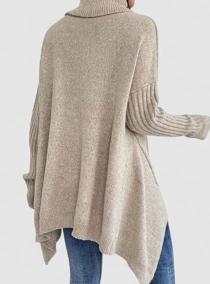 Women's Comfortable Turtleneck Oversized Side-Slit Sweater