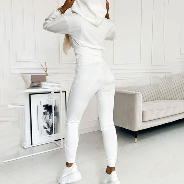 Women's Cropped Hoodie High-Waist Jogger Comfortable Set