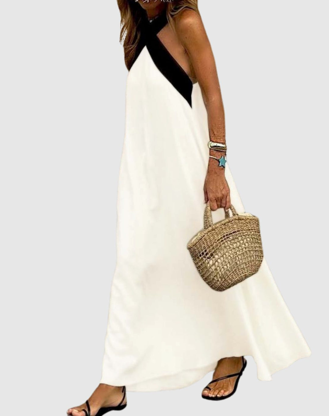 Women's Cross-Neck Halter A-Line Maxi Dress