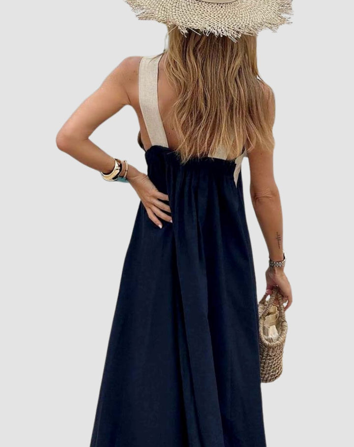 Women's Cross-Neck Halter A-Line Maxi Dress