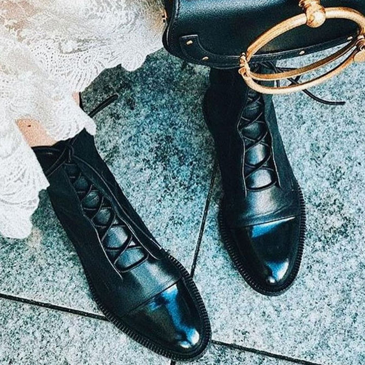 Women's Cushioned Lace-Up Mid-Calf Leather Boots