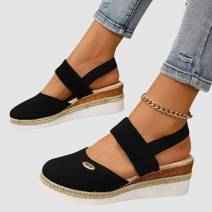 Women's Cushioned Orthopedic Sandals Wide-Heel Espadrille Platform Slingback