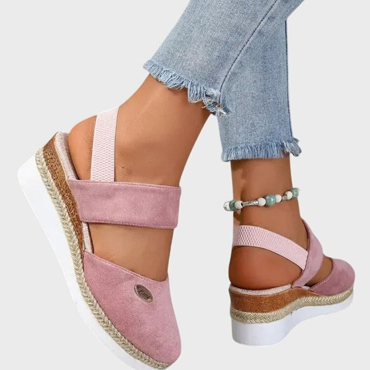 Women's Cushioned Orthopedic Sandals Wide-Heel Espadrille Platform Slingback