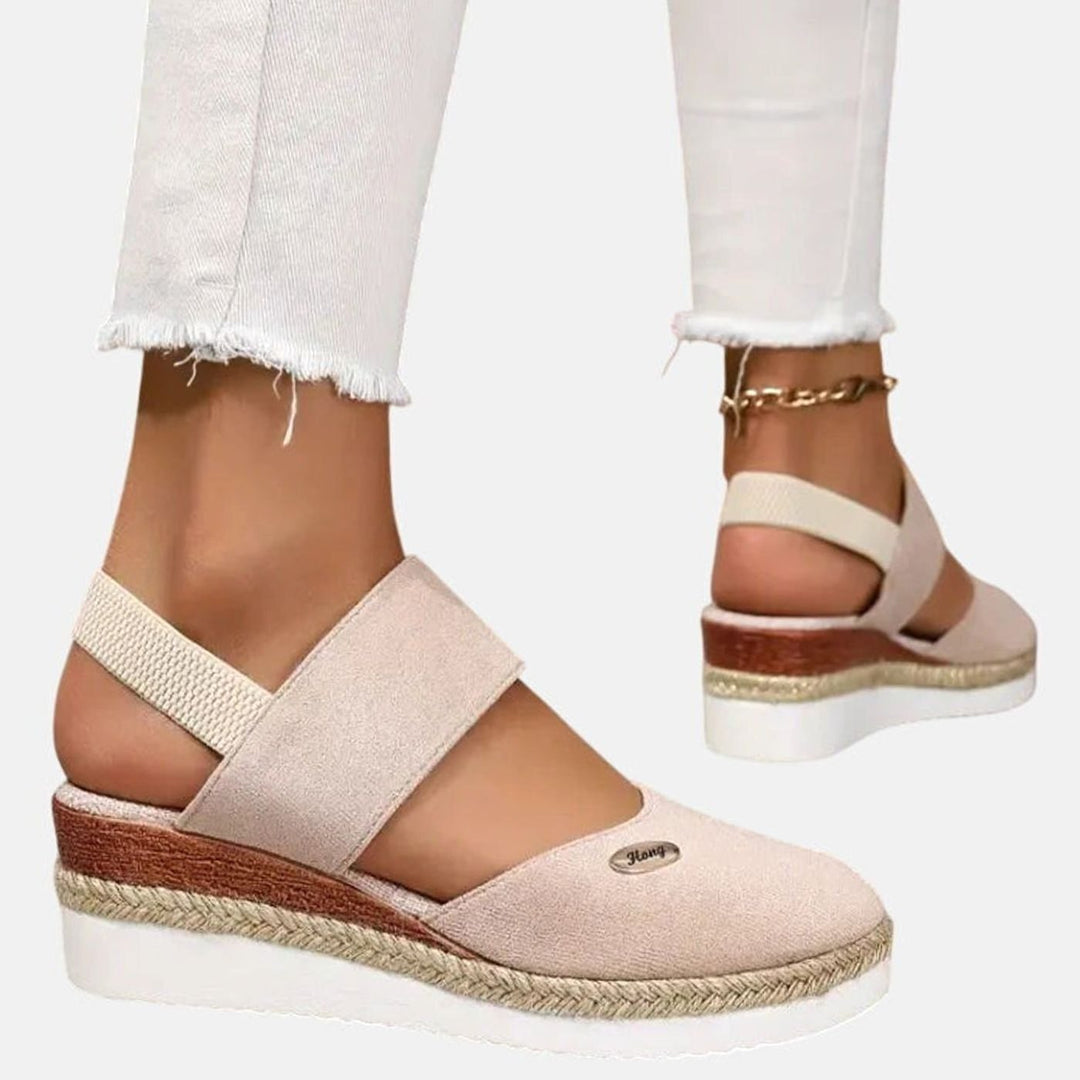Women's Cushioned Orthopedic Sandals Wide-Heel Espadrille Platform Slingback
