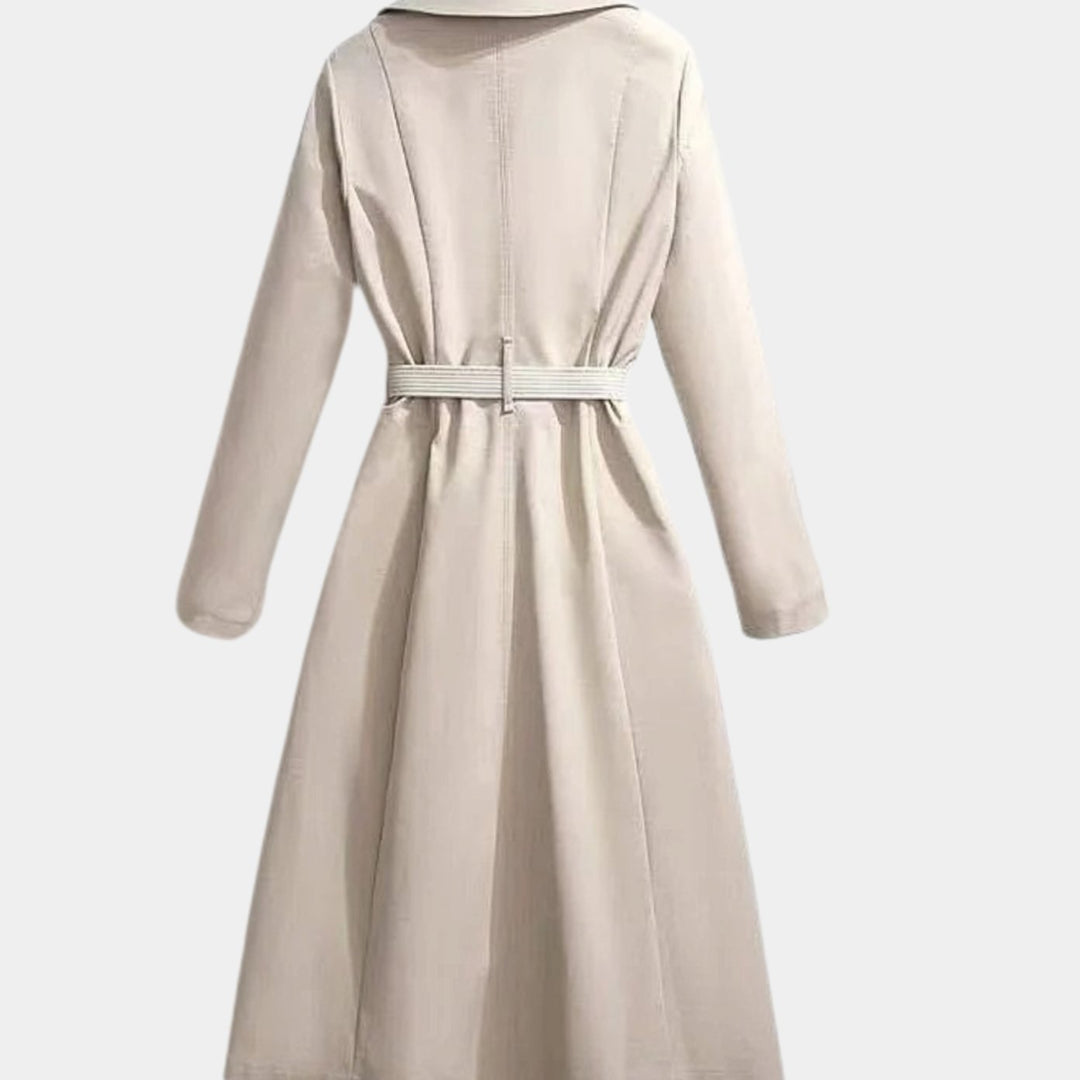 Women's Double-Breasted Belted Coat Scarf-Detail Trench