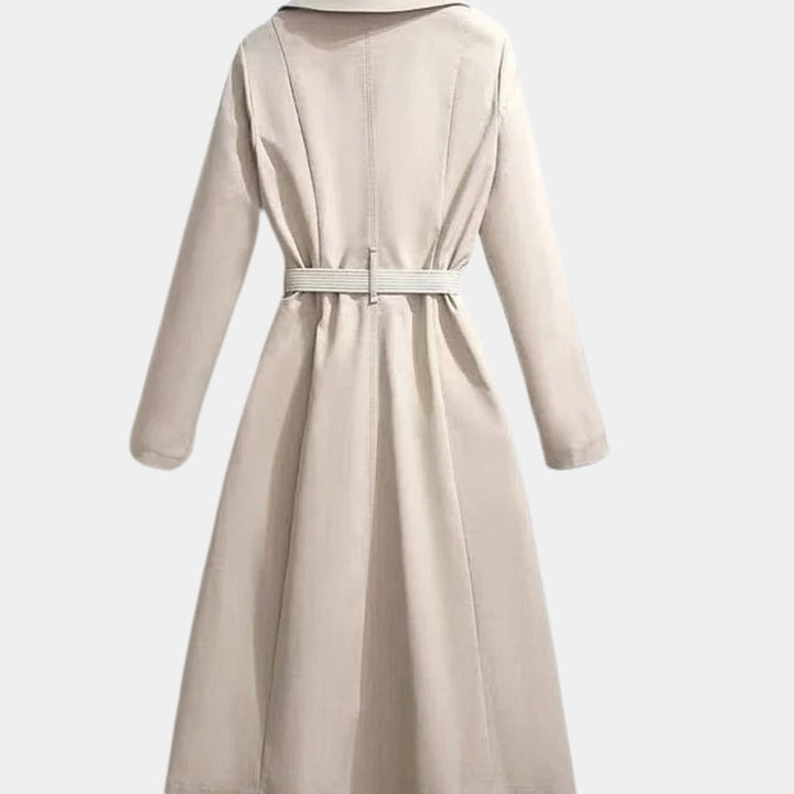 Women's Double-Breasted Belted Coat Scarf-Detail Trench
