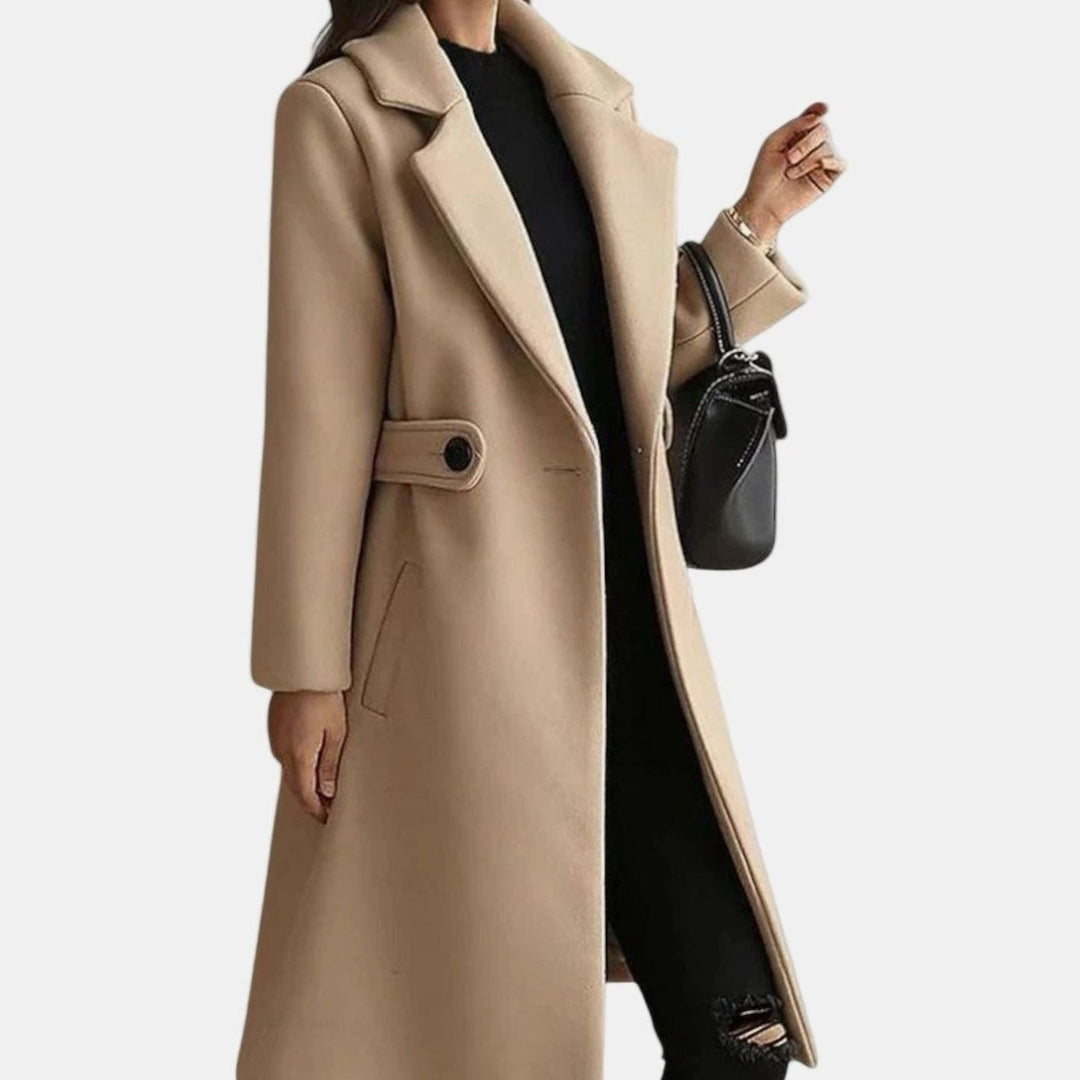 Women's Double-Breasted Belted Wool-Blend Long Coat