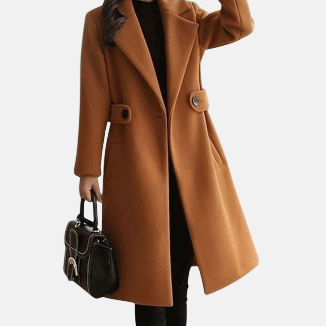Women's Double-Breasted Belted Wool-Blend Long Coat - Brown