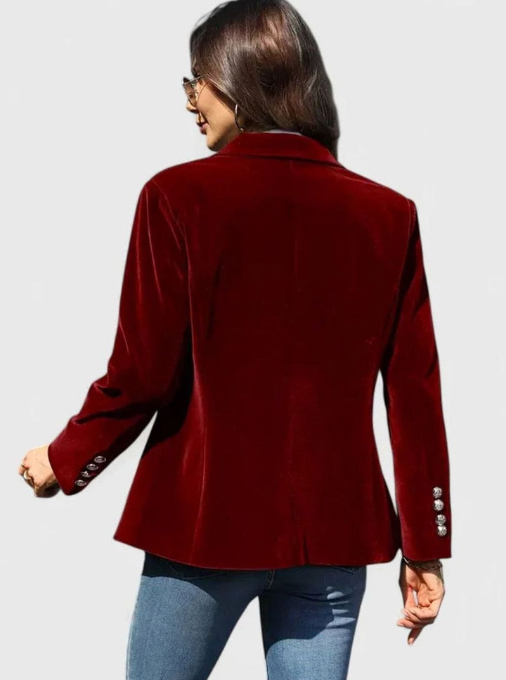 Women's Elegant Blazer Tailored Velvet Single-Button Jacket