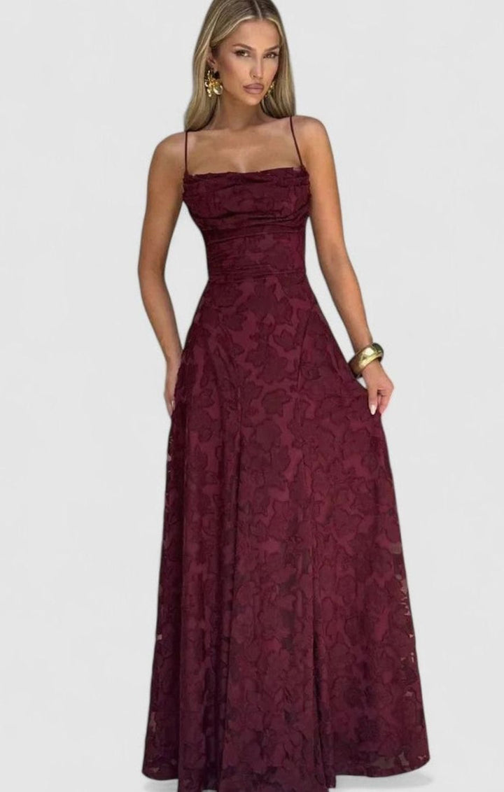 Women's Elegant Formal Maxi Dress Cowl-Neck Lace-Up Back