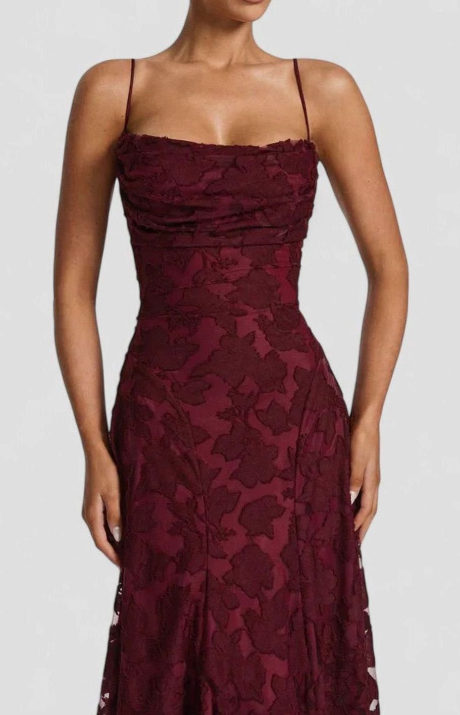 Women's Elegant Formal Maxi Dress Cowl-Neck Lace-Up Back