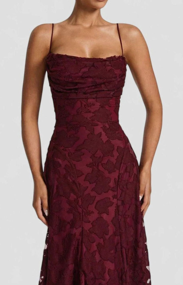 Women's Elegant Formal Maxi Dress Cowl-Neck Lace-Up Back