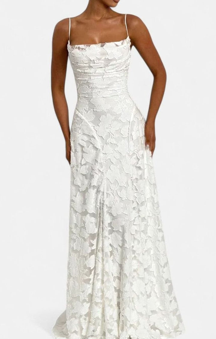 Women's Elegant Formal Maxi Dress Cowl-Neck Lace-Up Back