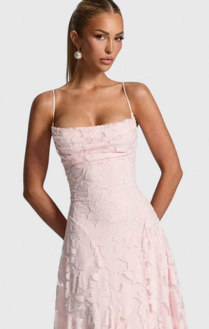 Women's Elegant Formal Maxi Dress Cowl-Neck Lace-Up Back