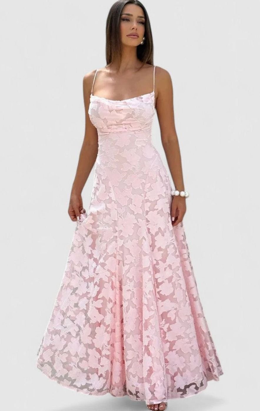 Women's Elegant Formal Maxi Dress Cowl-Neck Lace-Up Back