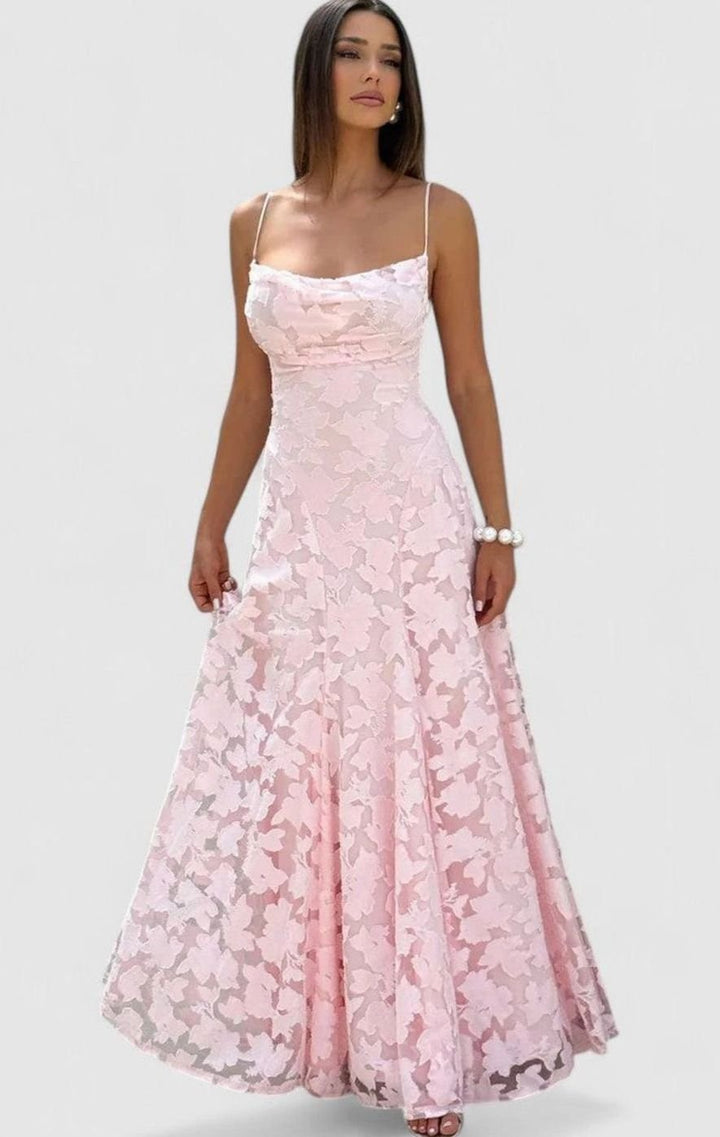 Women's Elegant Formal Maxi Dress Cowl-Neck Lace-Up Back