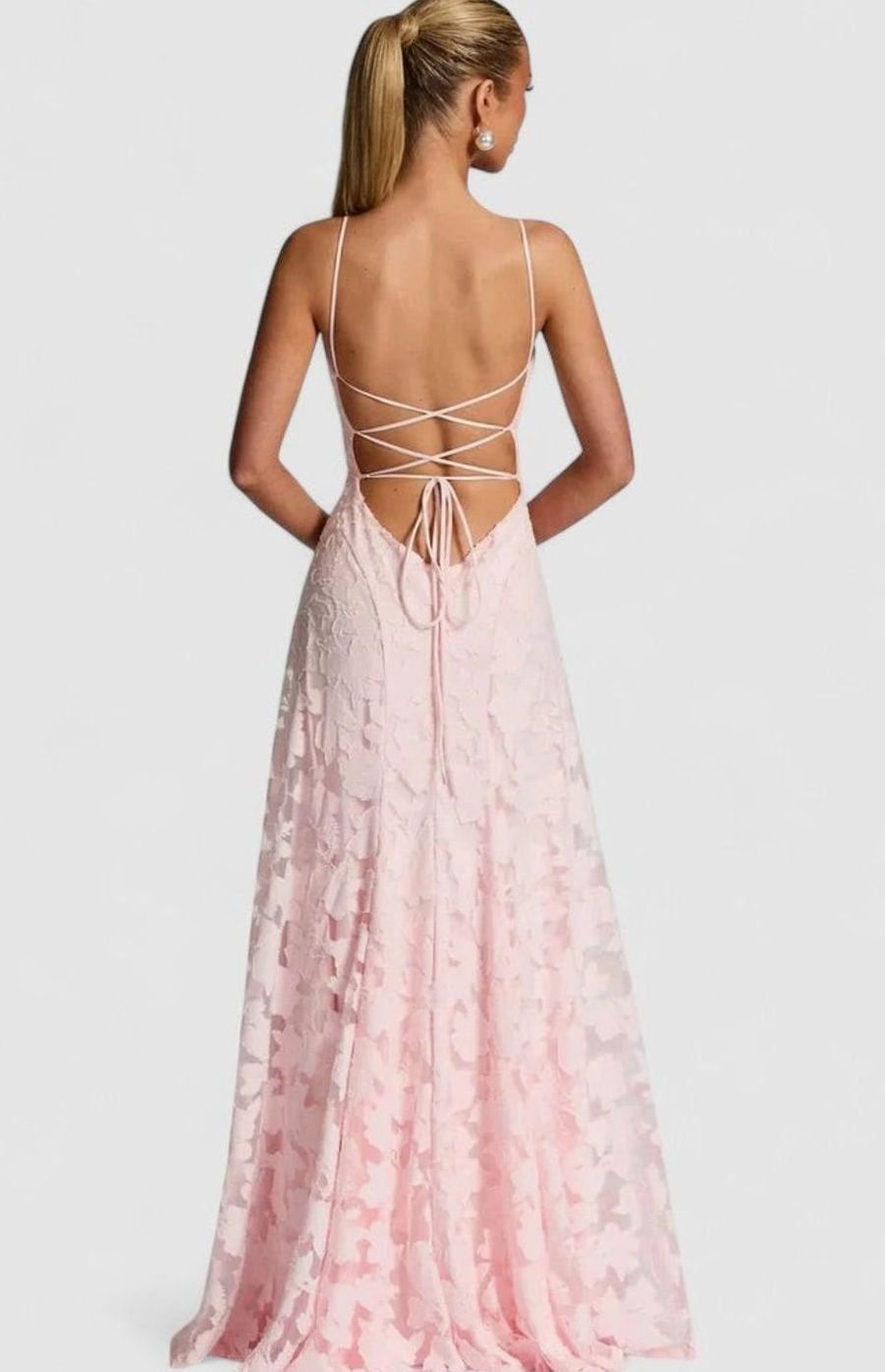 Women's Elegant Formal Maxi Dress Cowl-Neck Lace-Up Back