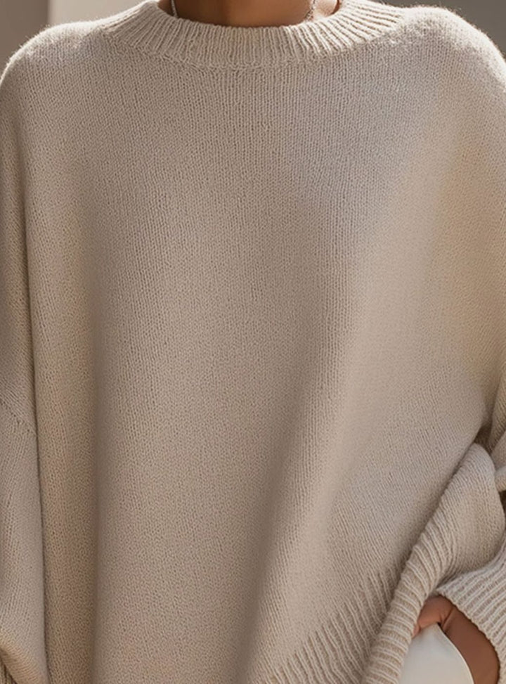 Women's Elegant Oversized Batwing-Sleeve Knit Poncho Sweater