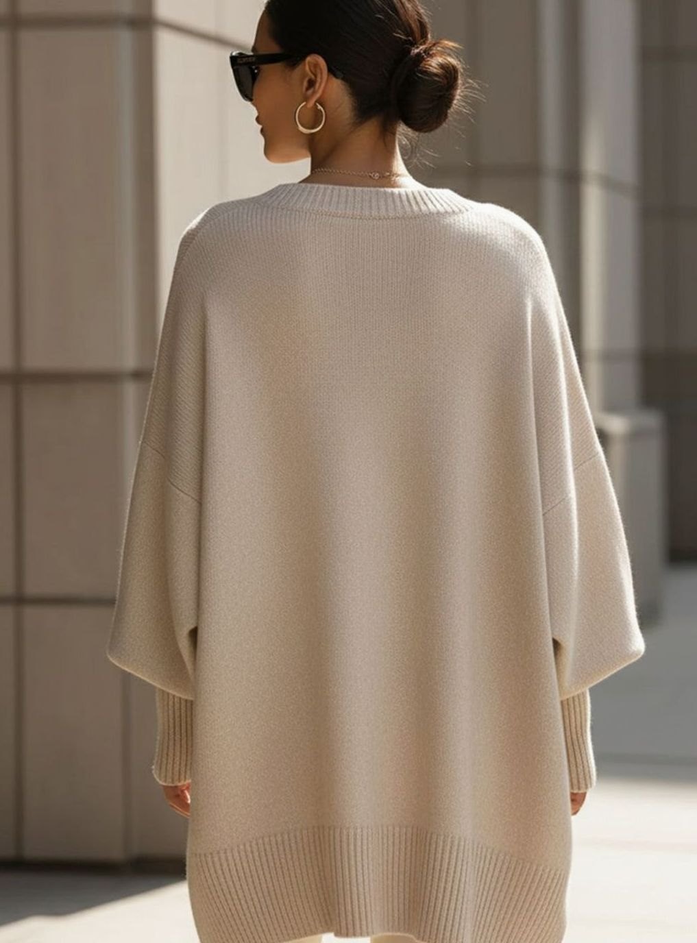 Women's Elegant Oversized Batwing-Sleeve Knit Poncho Sweater