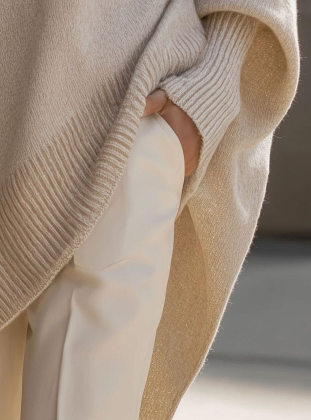 Women's Elegant Oversized Batwing-Sleeve Knit Poncho Sweater