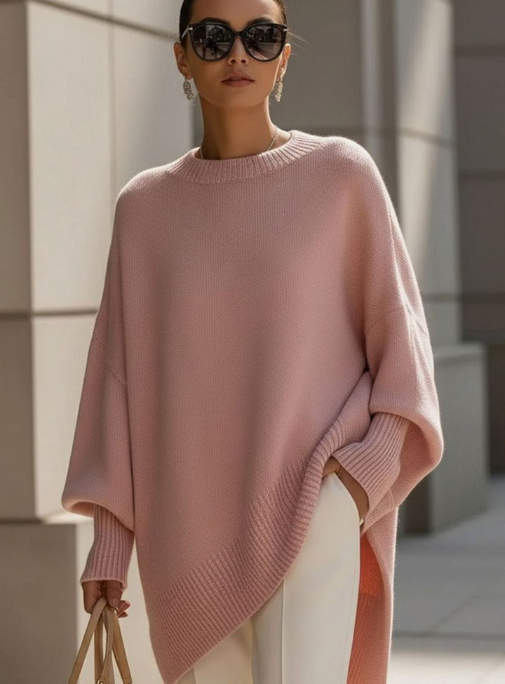 Women's Elegant Oversized Batwing-Sleeve Knit Poncho Sweater