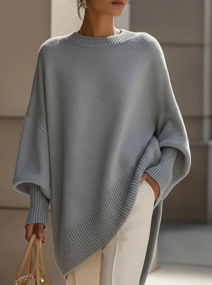 Women's Elegant Oversized Batwing-Sleeve Knit Poncho Sweater