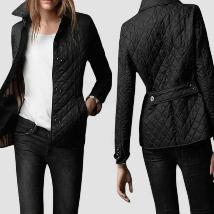 Women's Elegant Quilted Snap-Button Jacket