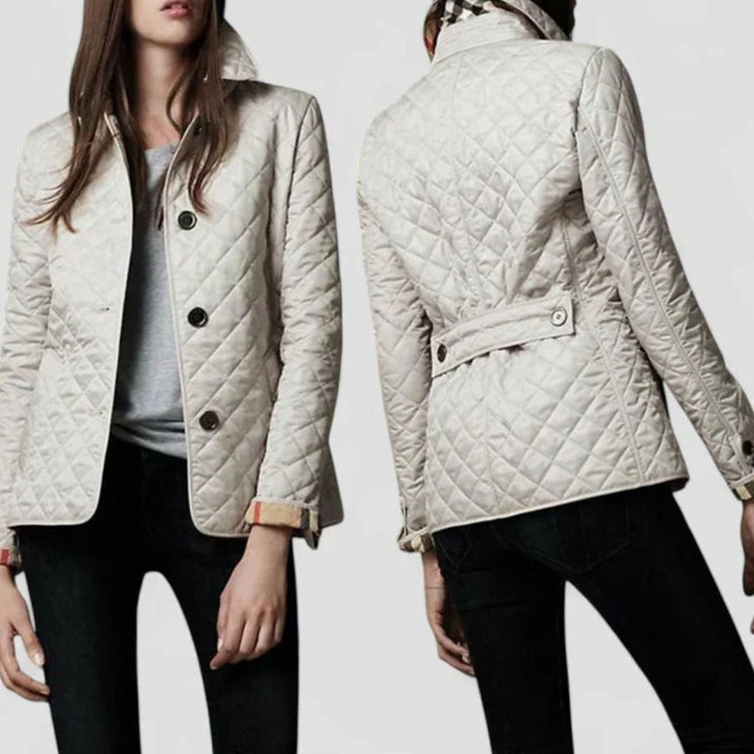 Women's Elegant Quilted Snap-Button Jacket