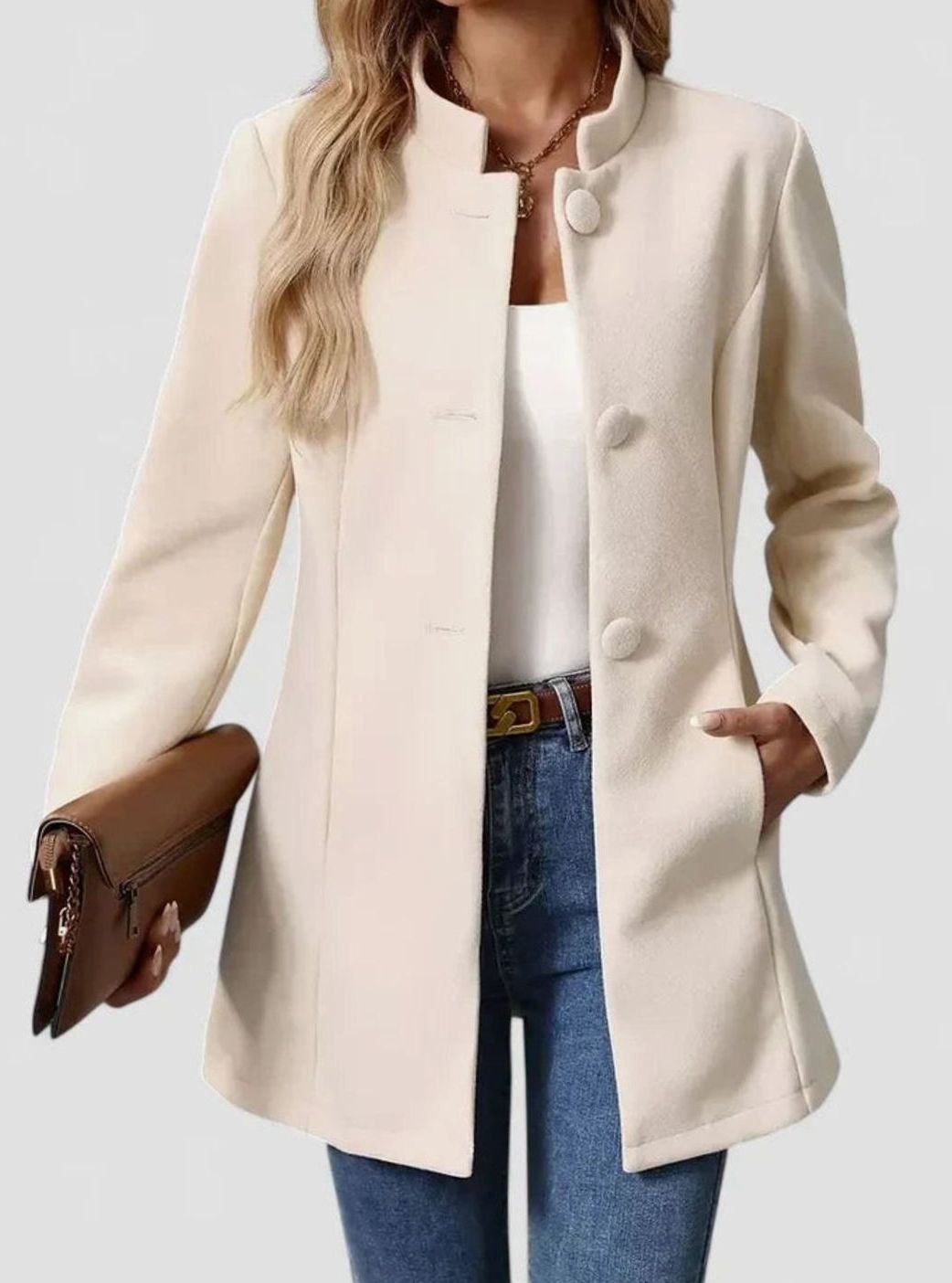 Women's Elegant Stand-Collar Waist-Shaping Formal Jacket