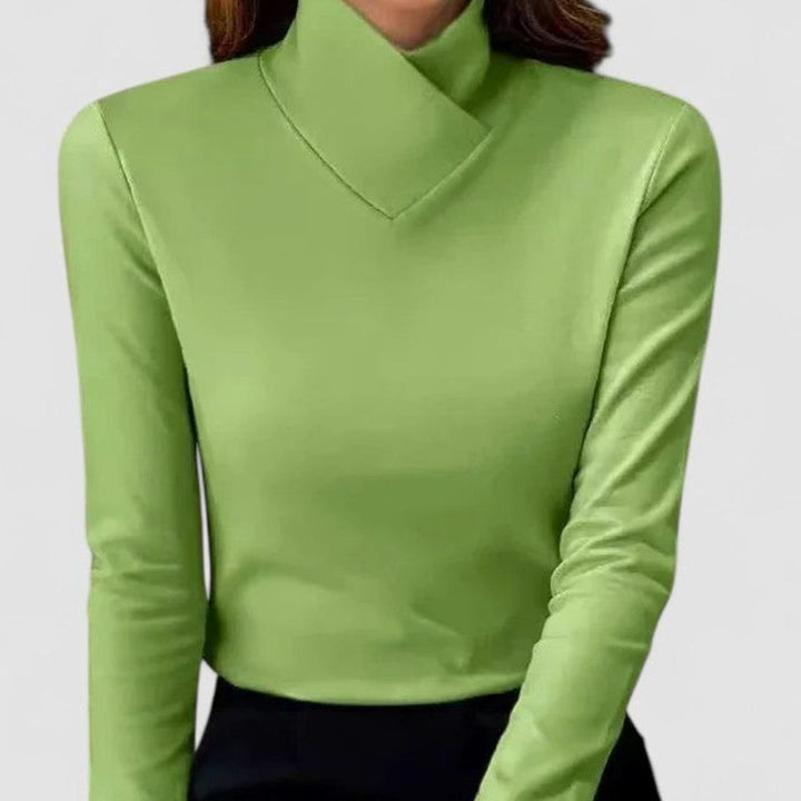 Women's Elegant Turtleneck Long-Sleeve Slim-Fit Top - Green