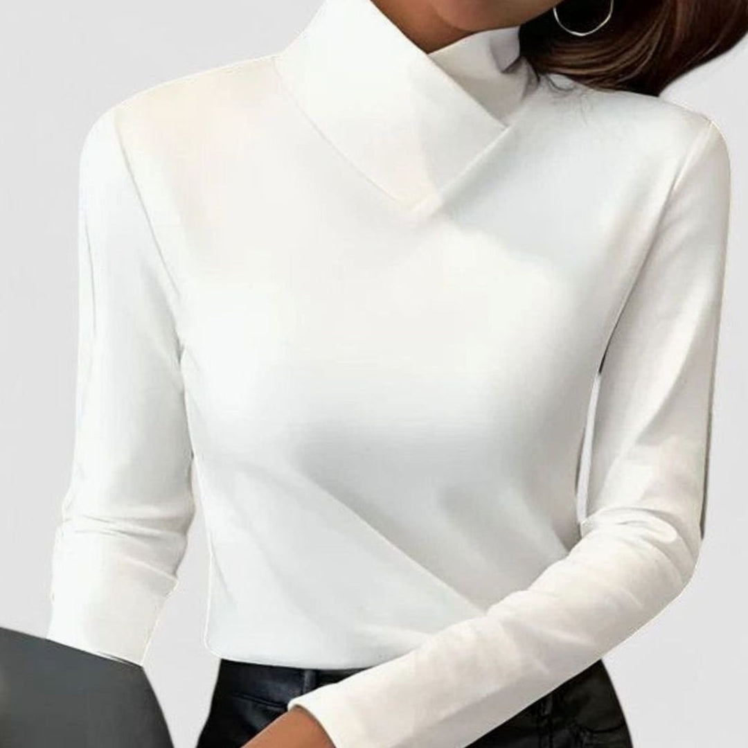 Women's Elegant Turtleneck Long-Sleeve Slim-Fit Top - White