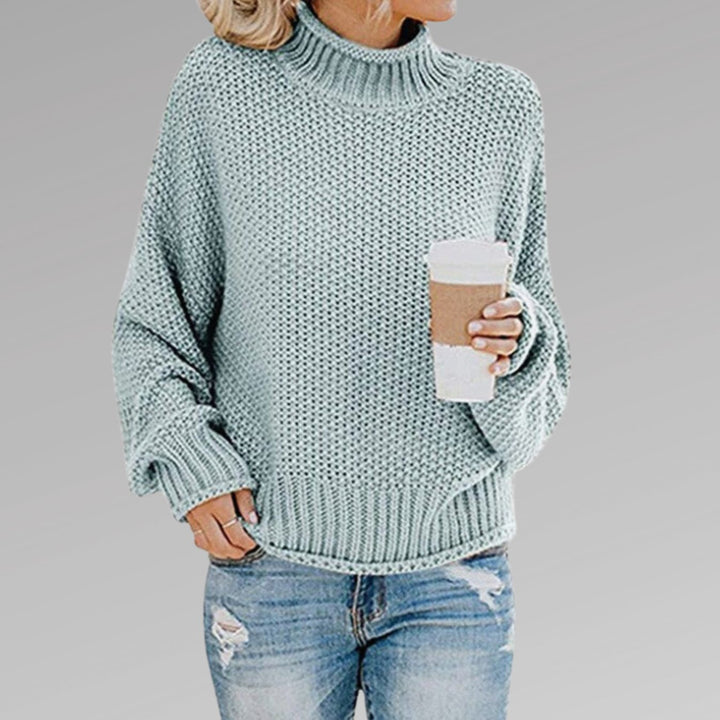 Women's Elegant Turtleneck Oversized Chunky Knit Sweater - Sky Blue